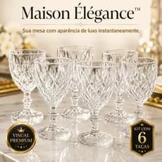 Conjunto 6 Taças de Vidro 340ml Maison Cristalle™ Taças Elegantes para Água Vinho Suco e Drinks