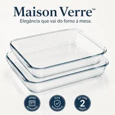 Kit 2 Assadeiras Vidro Refratário Retangular Forno Micro-ondas Lava-louças Alta Resistência