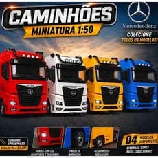 Caminhão Miniatura 1:50 Mercedes-Benz Actros Mini Trucado de Metal Som e Luz