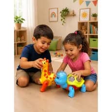 Kit Brinquedo Tartaruga + Girafa Dançarina Musical Brinquedo Infantil Interativo Sensorial Som e Luz - Envio Imediato