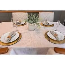 Toalha De Mesa Jacquard 4 Lugares Quadrada Impermeável Luxo 1,40x1,40