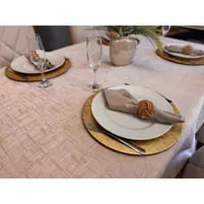 Toalha De Mesa Retangular 6 lugares Impermeável Jacquard Luxo 2,10x1,40