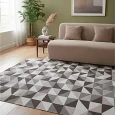 Tapete Geométrico Emborrachado Antiderrapante Ideal Sala Quarto Decoração 2,10x1,30mts