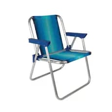 Cadeira de Praia Infantil Alta de Alumínio Dobrável Azul-Mor