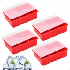 Kit 4 Formas De Gelo De Silicone 6 Cubos Grandes Livre BPA