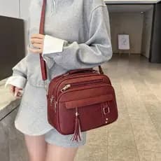Bolsa Feminina Com Alça Lateral Transversal Faixa de Mão De Couro S2420 LING