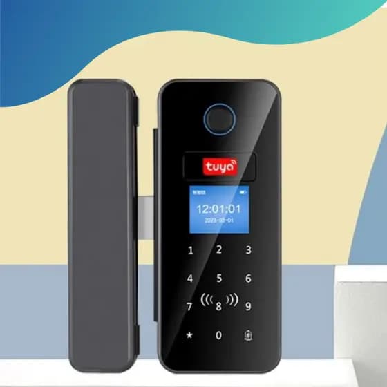 Fechadura Eletrônico de Impressão Digital Smart Lock, Tuya App, Bluetooth, WiFi para porta de vidro