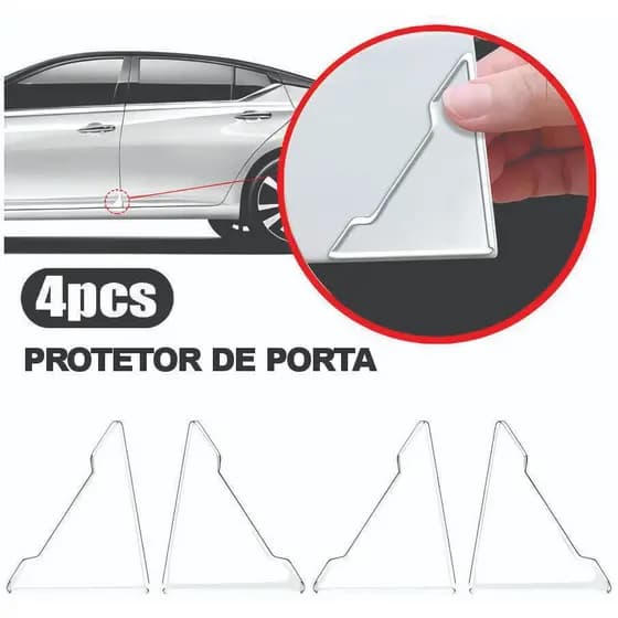 Kit 04 Protetores Canto de Porta Triangular Universal (Todos os Carros)  Resinado 3D Alto Relevo 3128