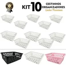 Cesto Cestinha Organizador Kit 10 Pc P/M P/ Gaveta Cozinha Escritório Armário Lavanderia Resistente
