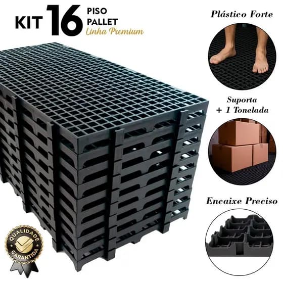 Kit 16 Peças Palete Pallet Estrado Piso Plastico 25x50x2,8cm Antiderrapante Robusto Super Reforçado
