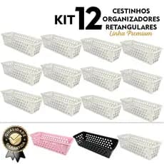 Kit 12 Cesto Multiuso Organizador 28x10x8Cm Cestinha Organizadora Bebe Leve 12 Pague 10 Atacado