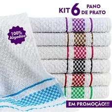 Panos de Prato/Copa Kit 06 Peças Jacquard 45x70 Atoalhado 370g/m² Premium Alta Absorção Atacado
