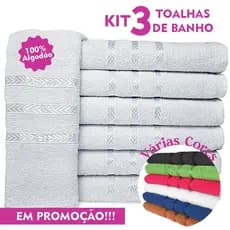 Toalha de Banho Kit 03 Peças 70x120cm Fofa e Macia com Alta Absorção Atacado