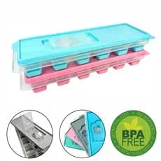 Kit Com 2 Formas De Gelo Com Tampa e Fundo Silicone 12 Cubos Novidade