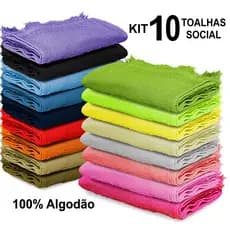 Kit 10 Toalinhas de Mão Boca Social Escolar Academia com Franja 20x30cm