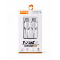 Cabo USB-C para USB-C 66W Turbo α’GOLD Pro – Carregamento Rápido, Cabo Trançado Premium