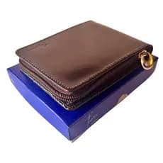 Carteira de couro com ziper masculina documentos cartão top
