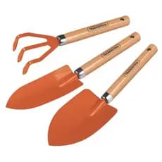 Kit Jardinagem 3 Peças Tramontina – Pazinha Larga, Pazinha Estreita e Garfo para Jardim com Cabo de Madeira