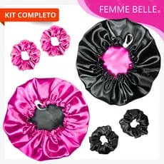 2 Toucas de Cetim Dupla Face com Regulador +2 xuxinha (scrunchie)