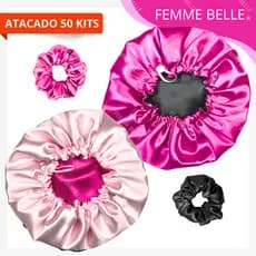 SUPER PROMOÇÃO 50 Touca de Cetim Dupla Face com Regulador + 50 xuxinha