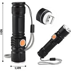 Lanterna Profissional Tatica Led  Recarregavel Usb Modelo Lemox LEY-1715