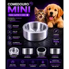 Comedouro para Gato Cachorro Alumínio Pesado Não Arrasta Vasilha para Ração Duradouro Pote Polido Pequeno Medio Pote Pet