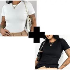 2 BLUSA TEE SHIRT BABY LOOK CANELADA RIBANA MANGA CURTA BÁSICA ALGODÃO ENVIO RÁPIDO