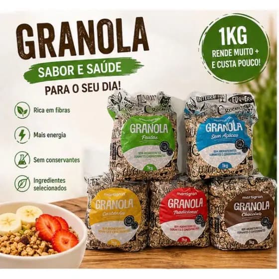 Granola Martigran 100% Natural Sem Aromatizantes | Corantes e Conservantes |