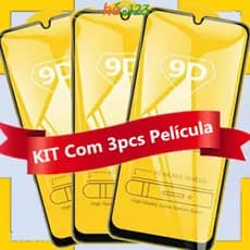 KIT Com 3 Película De Vidro Temperado 3D Para Xiaomi Poco F5/X3/X3Pro/X3GT/M3/X4GT/X4Pro/M4Pro/F4/F4GT/M5/M5s/X5/X5Pro