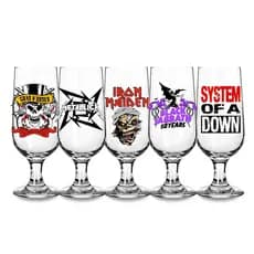 1 Taça De Cerveja 300ml Estampada Guns N’ Roses Iron Maiden Metallica System of a Down Black Sabbath