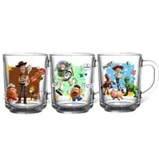 Conj. 3 Canecas de Vidro 225ml Coleção Toy Story Item Personalizado Resistente Arte Pronta