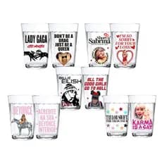 Jogo 2 Copos Americanos Cantoras Pop Decorativo Estampa C/ Frases Presente Temático Criativo 190ml