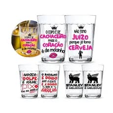 Kit 2 Copos Americanos Vidro Personalizados Frases Engraçada Pix Cerveja Chopp Presente Criativo