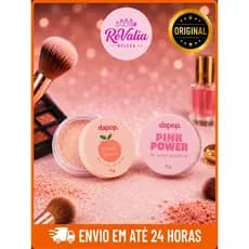 Pó Solto Ultrafino Dapop Pêssego ou Pink Power -  Fixação,Toque Suave, Não Estoura no Flash