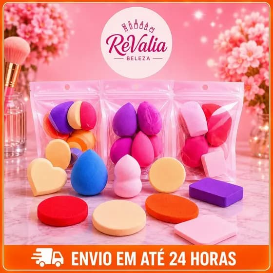 Kit Esponja Maquiagem 9 Unidades Macias  Make Base Pó Acabamento Profissional
