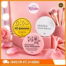 Pó Solto Fenzza 15g Banana, Translúcido ou Rosa Mosqueta | Reduz Brilho e Sela Maquiagem