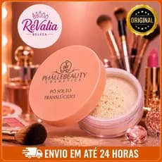 Pó Solto Translúcido Phállebeauty – Acabamento Aveludado, Controla Oleosidade e Não Estoura no Flash