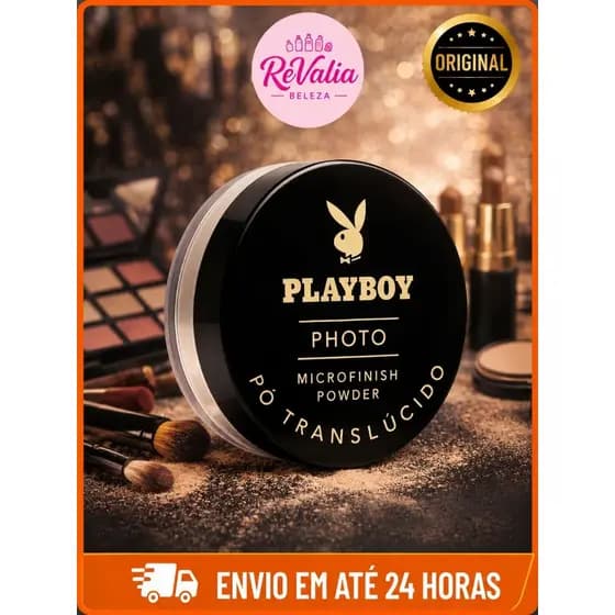 Pó Facial Translúcido Ultrafino Playboy à Prova d'Água, Não Estoura no Flash – Cores 01, 02 e 03