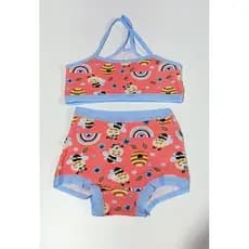 kit 03 conjuntos (top e calcinha) confortável menina algodão infantil