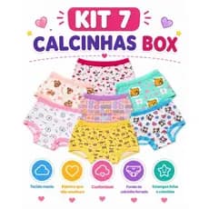 Kit 07 Calcinhas Box Shortinho Infantil Confortável Algodão Menina Roupinha