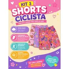 Kit 03 shorts ciclista infantil confortável