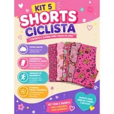Kit  05 shorts ciclista infantil confortável