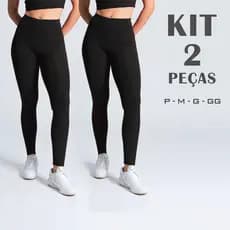 Calça Legging Femininas Fitness Cós Alto Tecido Grosso Premium Kit com 2 ou 1