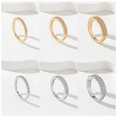 Anel de Zircônia Folheado 1, 2 e 3 Linhas/Solitario/Coração Dourado e Branco