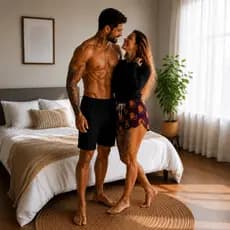 Pijama Casal Manga Longa Térmica Feminina Preta Capivara + Samba Canção Masculino Preto