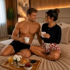 Pijama Casal Manga Longa Térmica Preta Feminina Coração Vermelho + Samba Canção Preto