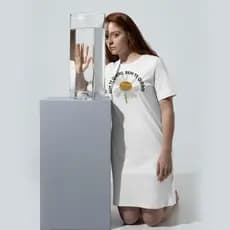 Camisola De Manga Curta Dress Branca Estampa Bem Te Quero Margarida