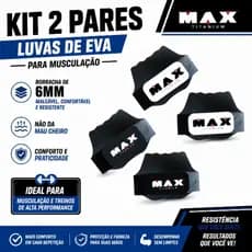 KIT 2 PARES MAX Luvas de EVA academia/caleira protetor palmar/(PRETO E BRANCO) modelo MAX.
