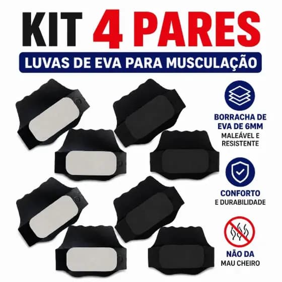 KIT 4 PARES, luvas de EVA para musculação/protetor palmar/ anti calos. 2 cinzas e 2 pretas.