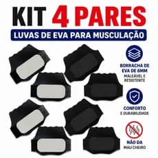 KIT 4 PARES, luvas de EVA para musculação/protetor palmar/ anti calos. 2 cinzas e 2 pretas.
